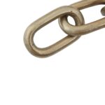 Gold aluminium chain sculpture with three interlocked textured links – modern tabletop décor.