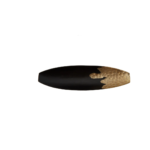 Black and gold aluminium boat dish with dimpled texture – modern sculptural table decor.