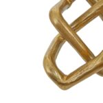 Gold distressed interlinked loop sculpture with modern minimalist design.