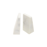 Set of two white marble bookends with polished surface and unique veining.