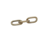 Gold aluminium chain sculpture with three interlocked textured links – modern tabletop décor.