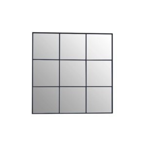 Modern grid-style wall mirror with black metal frame – 95cm decorative mirror for contemporary spaces.