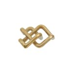 Gold distressed interlinked loop sculpture with modern minimalist design.