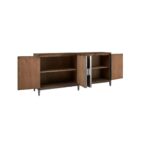 Elmwood sideboard with silver sunburst door design and silver iron handles.