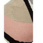 Square cushion with embroidered abstract motifs in pink tones, crafted from cotton, acrylic, and polyester blend.