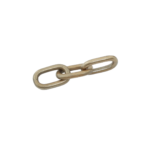 Gold aluminium chain sculpture with three interlocked textured links – modern tabletop décor.