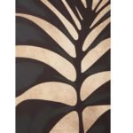 Black and gold leaf wall art on textured canvas, featuring bold gold detailing and a solid wood frame for a luxurious, nature-inspired look.