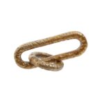 Hammered gold aluminium chain sculpture with two interlocked links.