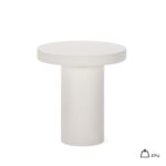 TUBOO White Fibre Cement Side Table – Round modern pedestal table in matte white, perfect for contemporary indoor or garden use.