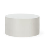 TUBOO White Fibre Cement Coffee Table – Round contemporary outdoor coffee table in white matte finish, perfect for modern gardens or interiors.
