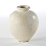 MONA Cream Terracotta Pot – 60cm pear-shaped cream vase with high shoulders, short neck, and rolled rim in matte terracotta finish.