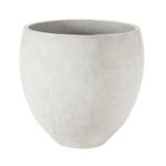 Large white cement planter with contemporary tapered design, perfect for modern gardens or minimalist indoor décor.