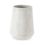 CALIS White Fibre Cement Planter with tapered design and terrazzo finish, 60cm tall – perfect for modern garden or indoor use.