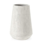 CALIS Large White Fibre Cement Planter with terrazzo texture and tall tapered shape, ideal for modern outdoor or indoor garden styling.
