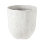 PORTO Medium White Fibre Cement Planter with terrazzo finish and rounded shape, ideal for modern garden or indoor plant styling.
