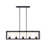 Matte black pendant lamp with clean lines and light brown glass shades, ideal for modern and industrial-style interiors.