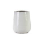 ALAIR White Glazed Stoneware Planter – Large handcrafted planter with glossy finish and drainage, ideal for modern indoor or outdoor spaces.