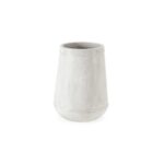 CALIS White Fibre Cement Planter with tapered design and terrazzo finish, 60cm tall – perfect for modern garden or indoor use.