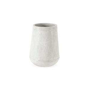 CALIS White Fibre Cement Planter with tapered design and terrazzo finish, 60cm tall – perfect for modern garden or indoor use.
