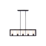 Matte black pendant lamp with clean lines and light brown glass shades, ideal for modern and industrial-style interiors.