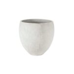 Large white cement planter with contemporary tapered design, perfect for modern gardens or minimalist indoor décor.