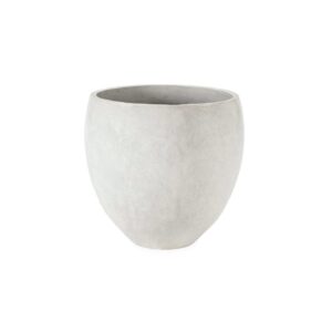 Large white cement planter with contemporary tapered design, perfect for modern gardens or minimalist indoor décor.