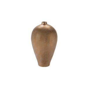 GEORGI Medium Gold Vase with tall sculptural shape and antique metallic finish – perfect for statement interior decoration.