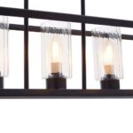 Matte black pendant lamp with clean lines and light brown glass shades, ideal for modern and industrial-style interiors.