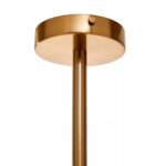Gold metal pendant light with oval overlapping frames and frosted glass diffuser, modern and elegant ceiling light design.