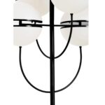 Matte black four-globe pendant light with split-shade design for ambient lighting and modern minimalist appeal.