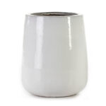 ALAIR White Glazed Stoneware Planter – Large handcrafted planter with glossy finish and drainage, ideal for modern indoor or outdoor spaces.