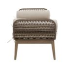 LHAI outdoor day bed by Verdara Living with bronze and charcoal outdoor cushions and solid wood tapered-leg frame for garden or patio use.