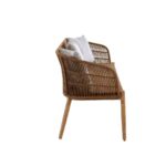 RICHARD 3 Seat Sofa by Verdara Living with Danish white brushed eucalyptus frame, light grey cushions and woven rope back for Scandinavian-inspired outdoor elegance.