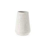 CALIS Large White Fibre Cement Planter with terrazzo texture and tall tapered shape, ideal for modern outdoor or indoor garden styling.