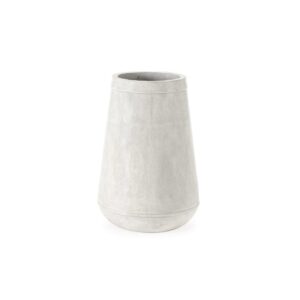CALIS Large White Fibre Cement Planter with terrazzo texture and tall tapered shape, ideal for modern outdoor or indoor garden styling.