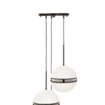 Vertical pendant light with three frosted glass globes and matte black metal finish, designed for modern and minimalist interiors.