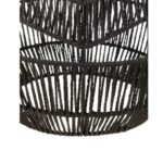 Boho pendant light with a black rope-wrapped metal frame in a rounded openwork design, ideal for modern and eclectic interiors.