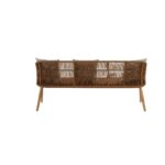 RICHARD 3 Seat Sofa by Verdara Living with Danish white brushed eucalyptus frame, light grey cushions and woven rope back for Scandinavian-inspired outdoor elegance.