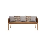 RICHARD 3 Seat Sofa by Verdara Living with Danish white brushed eucalyptus frame, light grey cushions and woven rope back for Scandinavian-inspired outdoor elegance.
