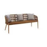 RICHARD 3 Seat Sofa by Verdara Living with Danish white brushed eucalyptus frame, light grey cushions and woven rope back for Scandinavian-inspired outdoor elegance.