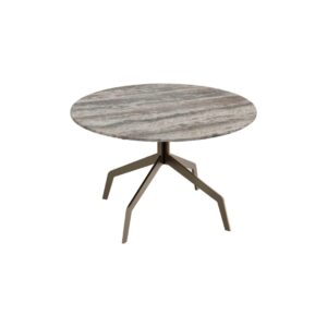 RAZOR Bro Coffee Table with grey travertine top and brushed bronze base – luxury round table for designer lounges and modern interiors, Ø70cm x 40cm.