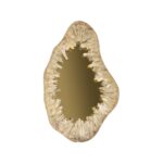 Quartz Natural Mirror with sculptural crystal frame and gold-tinted glass – 80x50 cm handmade wall mirror for luxury interiors.