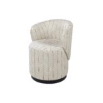 Barril Swivel Dining Chair upholstered in LIZZO Zulu-06 fabric with dark wengue base – designer seating with luxury Spanish textile.