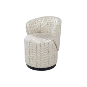 Barril Swivel Dining Chair upholstered in LIZZO Zulu-06 fabric with dark wengue base – designer seating with luxury Spanish textile.