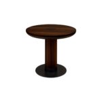 JOBURG 70 Side Table with round smoked eucalyptus veneer top and black cylindrical base – modern accent table Ø70 cm x 60 cm for refined interiors.