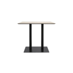 HERRINGBONE Oak 110 Bar Table – rectangular high table with herringbone wood top and black metal legs.