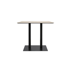 HERRINGBONE Oak 110 Bar Table – rectangular high table with herringbone wood top and black metal legs.