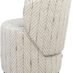 Barril Swivel Dining Chair upholstered in LIZZO Zulu-06 fabric with dark wengue base – designer seating with luxury Spanish textile.