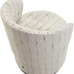 Barril Swivel Dining Chair upholstered in LIZZO Zulu-06 fabric with dark wengue base – designer seating with luxury Spanish textile.