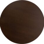ELLIOT round dining table Ø120 with dark brown oak veneer top and dark bronze powder-coated steel base.